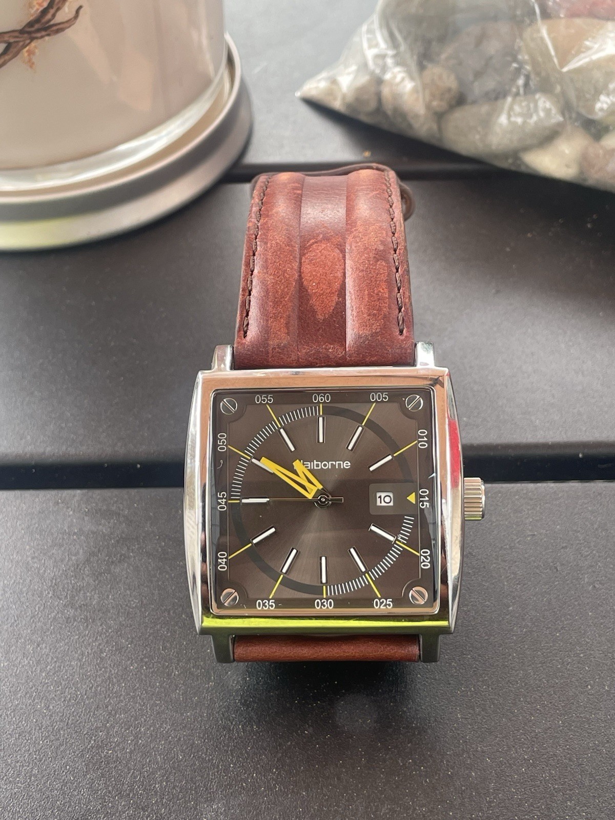 Claiborne Men’s Watch with Leather Strap and Japan Movement Clm1038 38.5mm Case