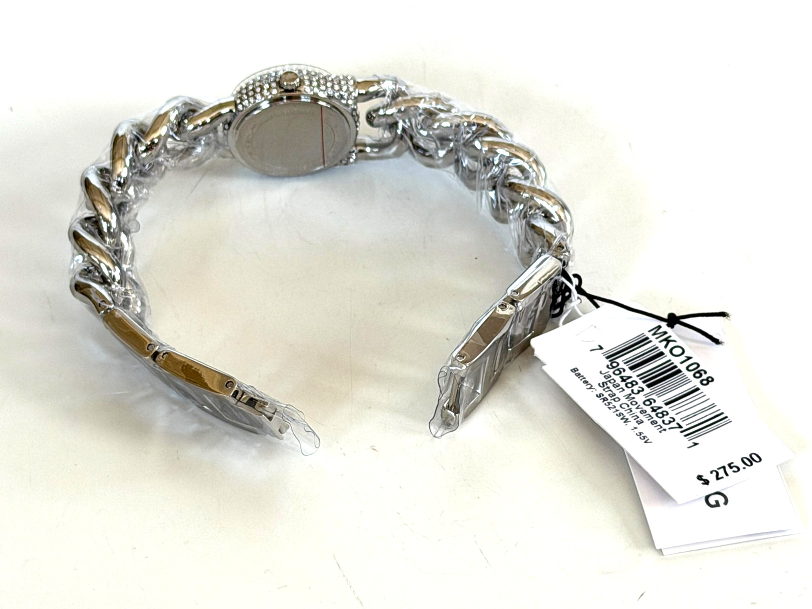 MICHAEL KORS OUTLET Petite Pavé Silver-Tone Chain-Link Watch BNWT Gift Box $275