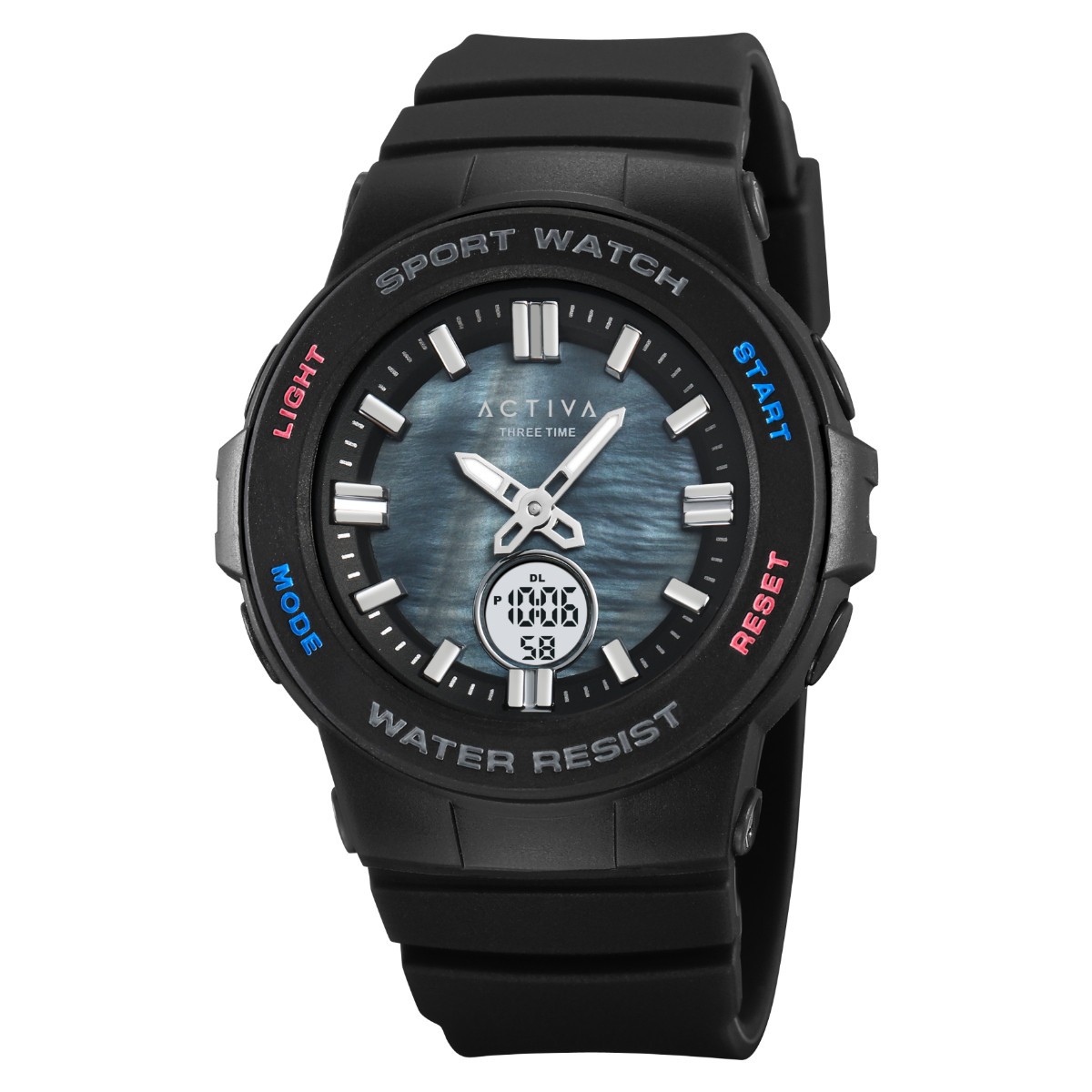 Invicta Activa Men’s Digital Watch Black TPU Case Dual Time LED Light 50M Water