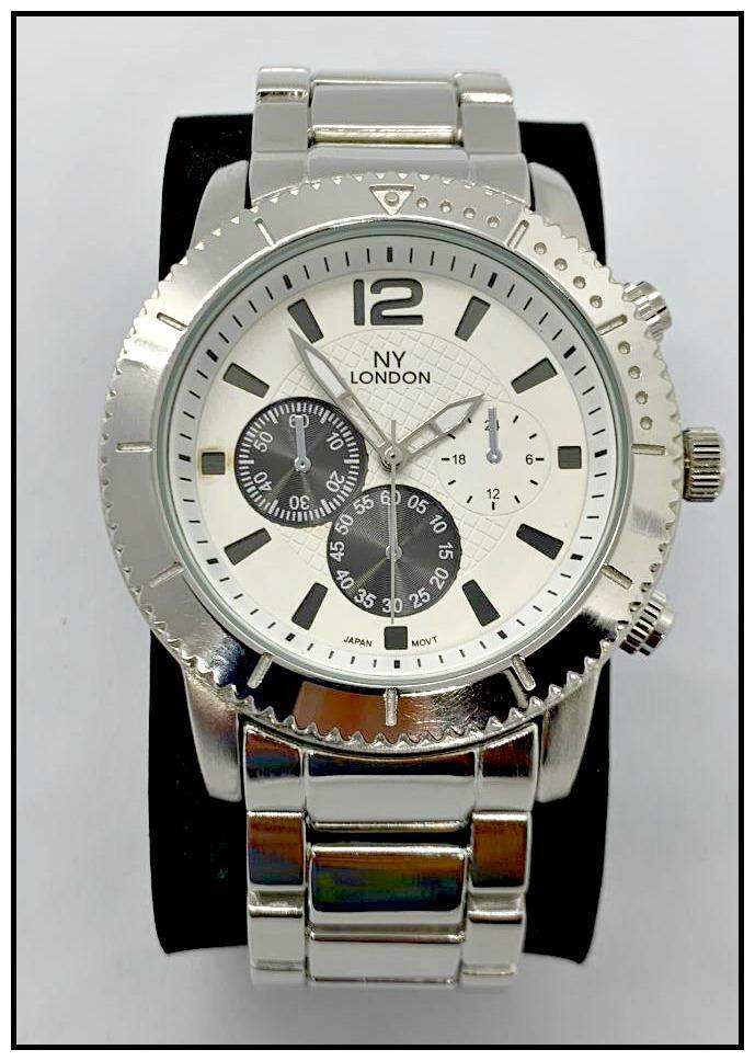 Men’s CLASSY ELEGANT DIVER Round Silver LUXURY Designer Fashion WRIST WATCH 46mm