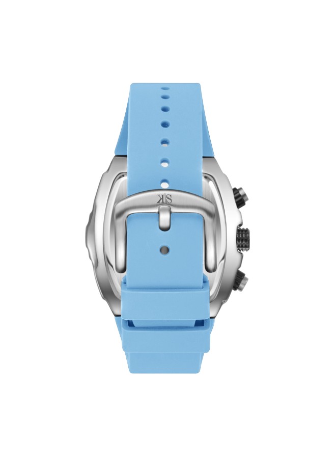 Kenneth Scott Men’s Chronograph Watch | Black Dial, Black Case, Blue Band, 44mm