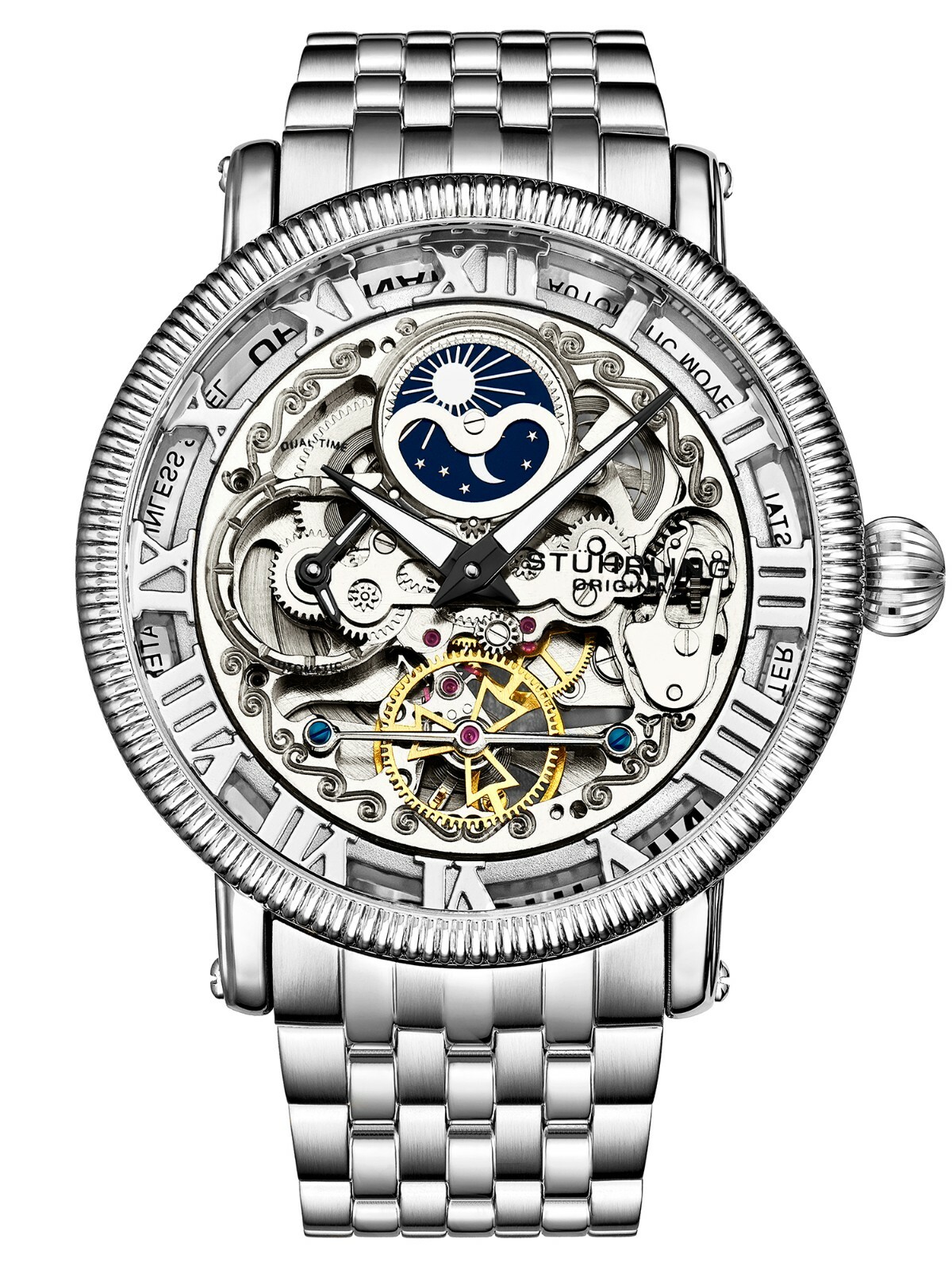 Stuhrling 3922 1 Special Reserve Automatic Dual Time Stainless Steel Men’s Watch