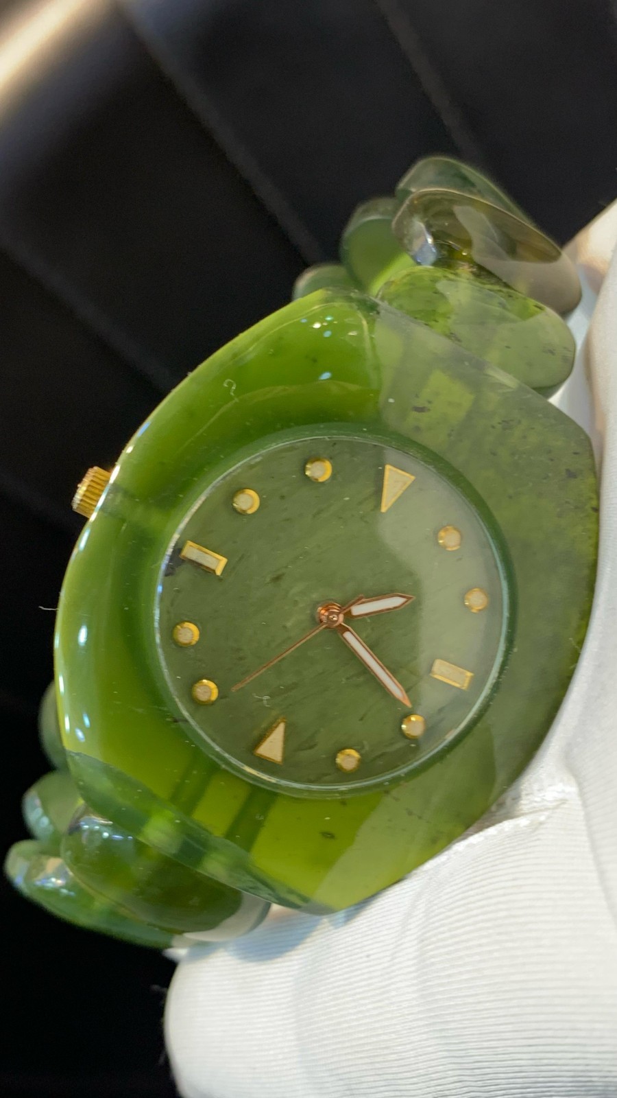 Natural Gemstone Beautiful Serpentine Jade Men/Women Watch Top Quality