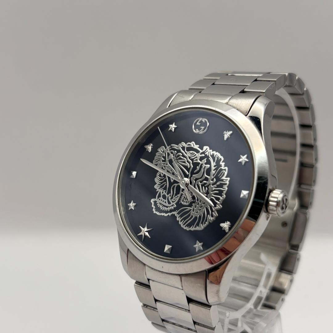 Gucci G Timeless Tiger Watch YA1264125 Y2K Used Silver Collectible