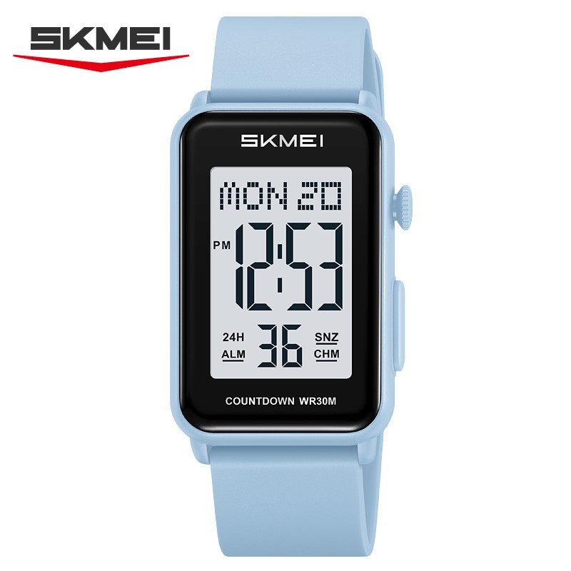 SKMEI Men Rectangle Watch LED Countdown Wristwatch Boys Girl Digital Sport Watch