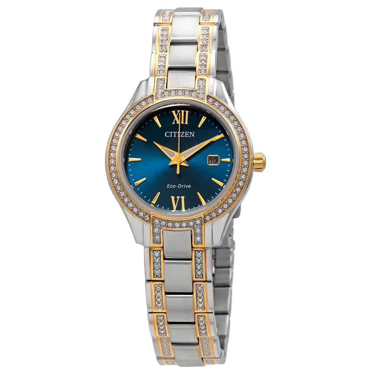 Citizen Eco-Drive Silhouette Crystal Women’s Watch Two-Tone Blue Dial FE1234-50L