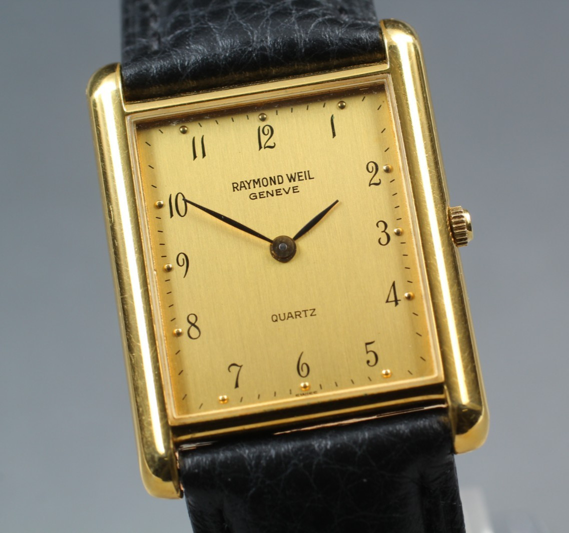 Vintage “N MINT” Raymond Weil Geneve 5768 18K GP Tank 24mm Men Qz Watch From JPN