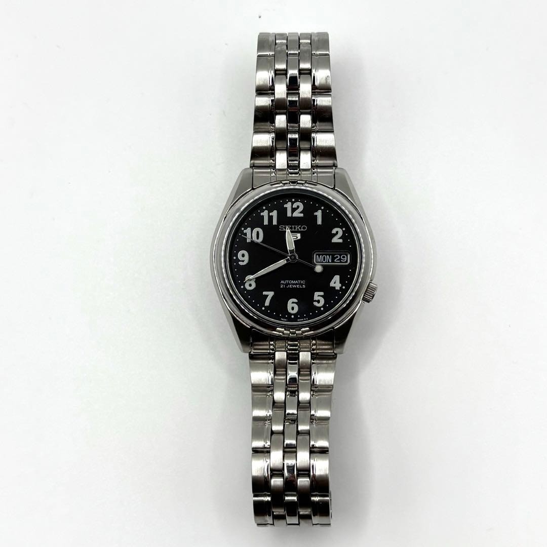 SEIKO 7S26 Automatic Watch Black Dial Day Date Stainless Steel Mens Edition