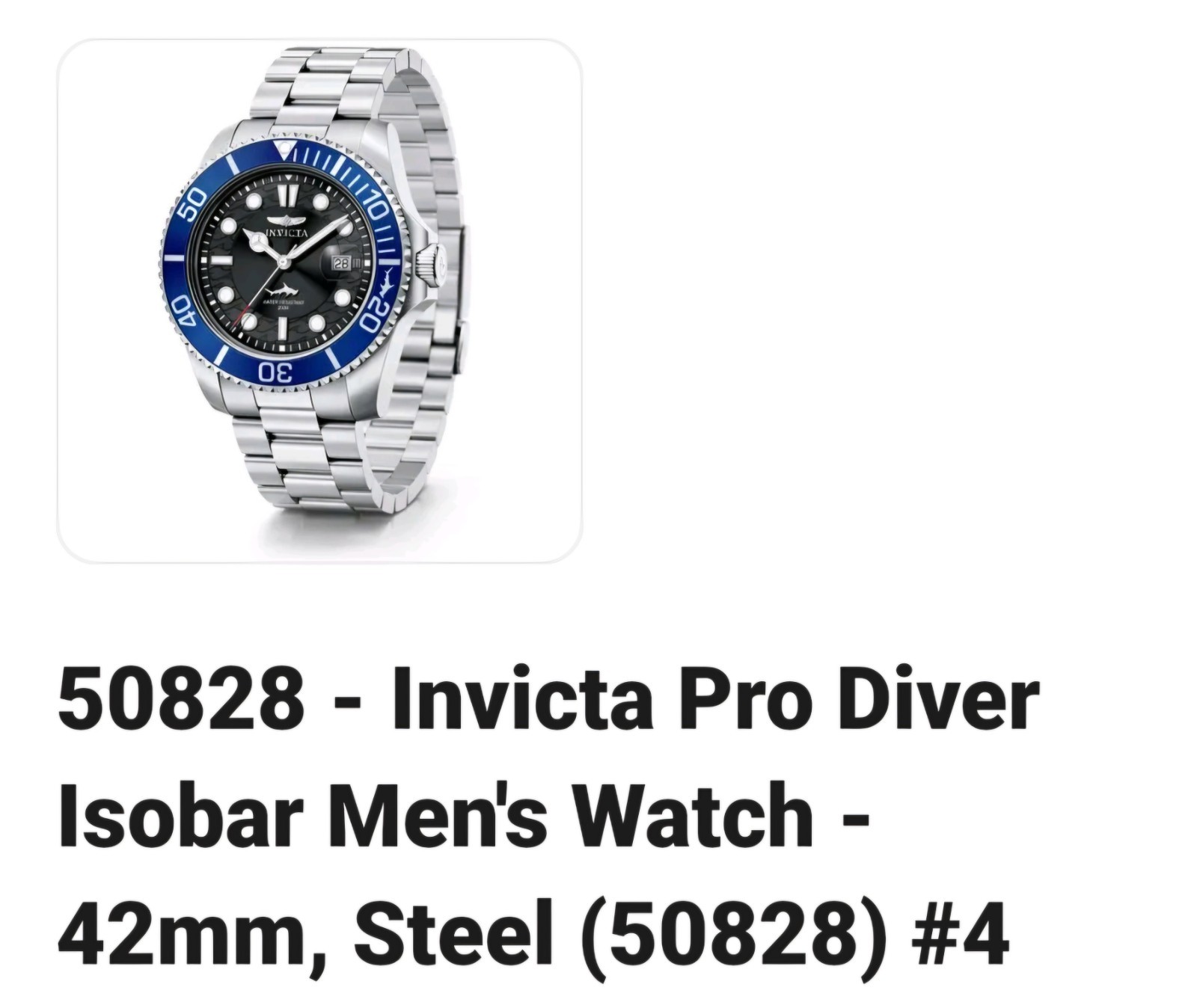 Invicta Pro Diver Isobar Men’s Watch – 42mm. Steel 🦈