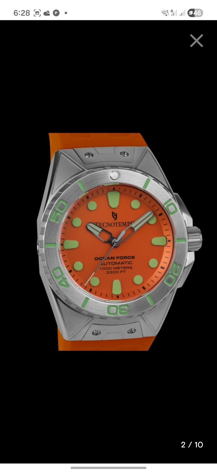 Tecnotempo Ocean Force 1000M Helium Valve. Orange!