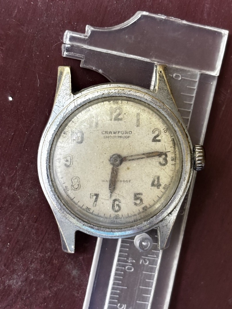 Vintage Crawford Shockproof Waterproof Mens Military Watch Manual Wind No Back