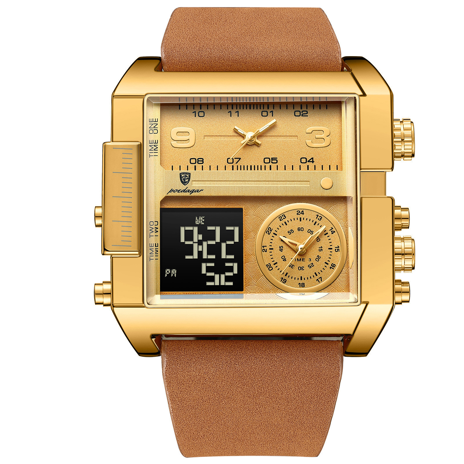 Stylish Square Multifunctional Quartz Watch—Modern Casual Design
