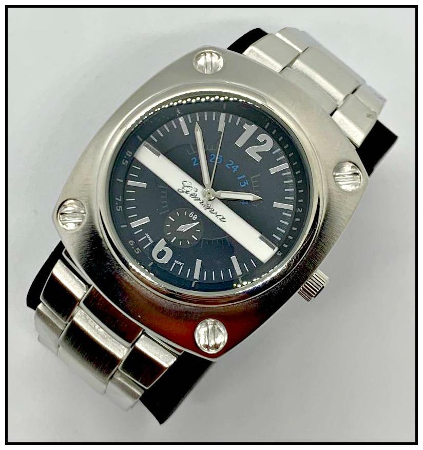 Mens CLASSY ELEGANT Large Square Silver LUXURY Designer Fashion WRIST WATCH 49mm