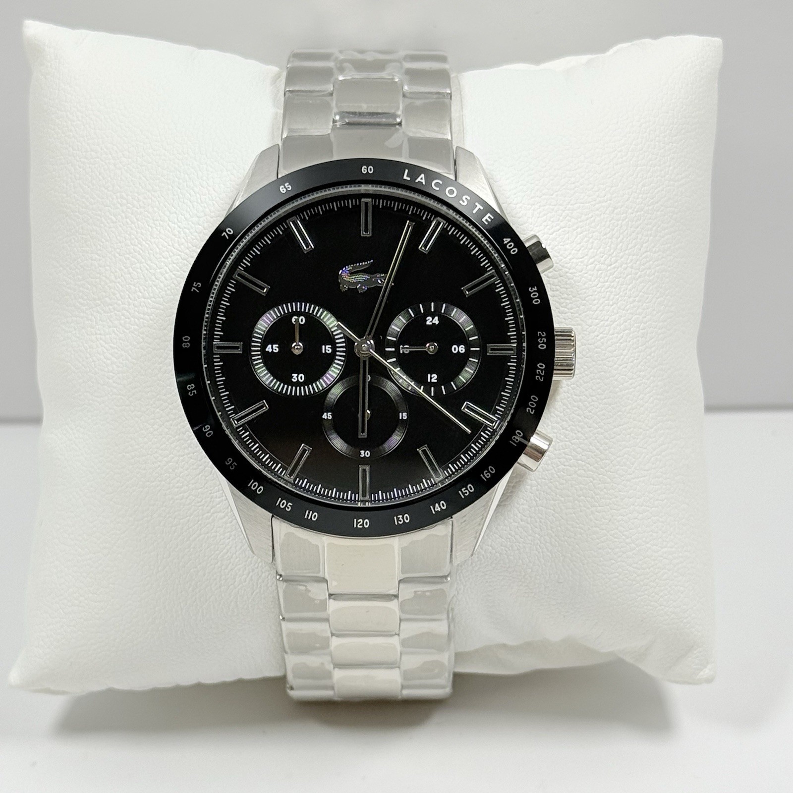 Lacoste Boston 2011079 Black Dial Chronograph Stainless Steel Strap Men’s Watch