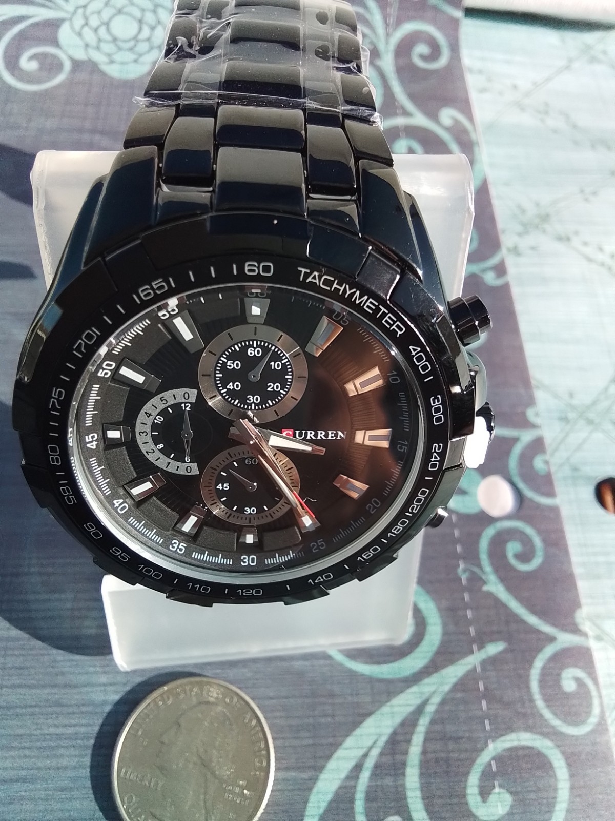 Curren M-8083 Mens Multi Dial Analog Watch Black Case Date Not Authentic