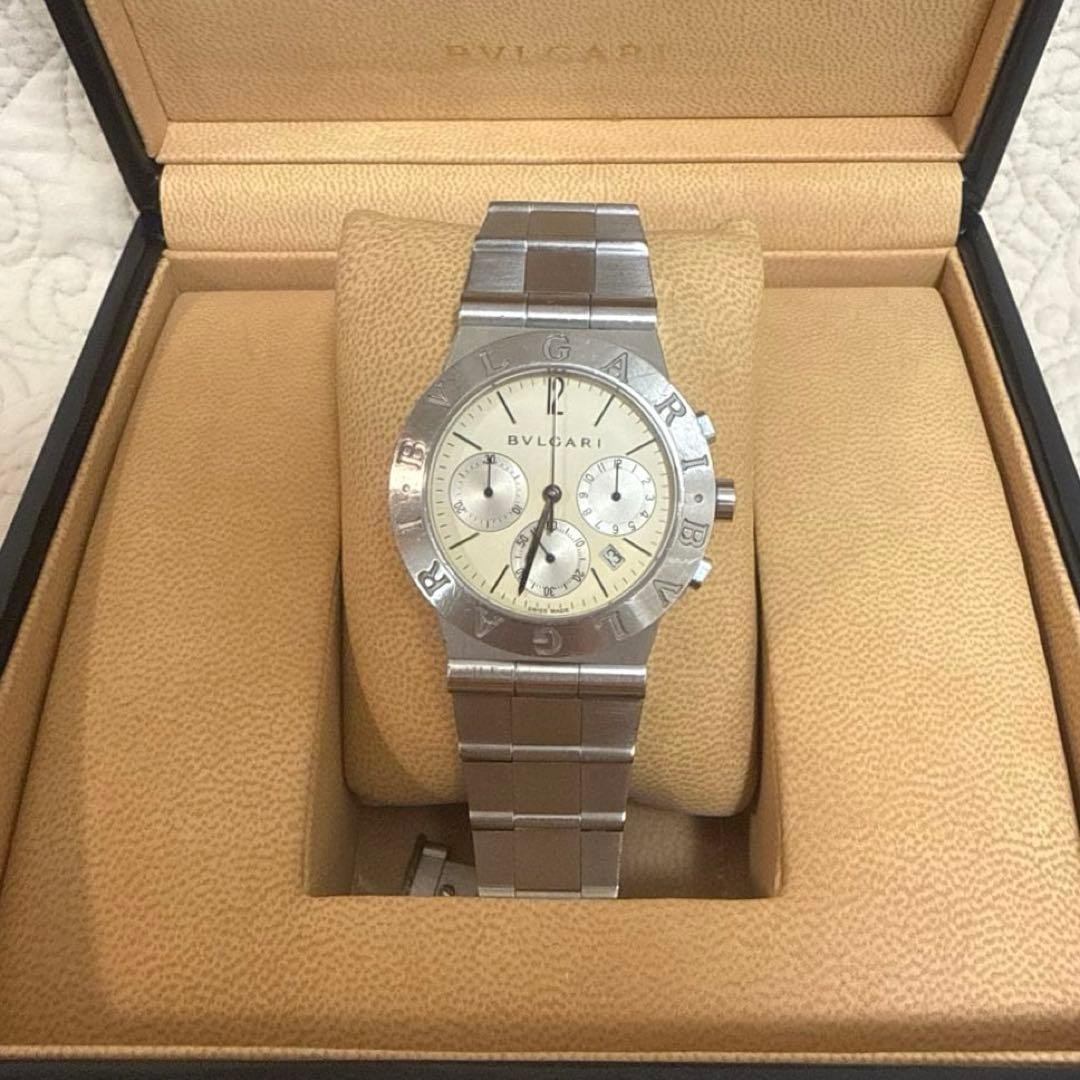 BVLGARI CH35S Diagono Sport Chronograph Quartz SS White Silver Dial