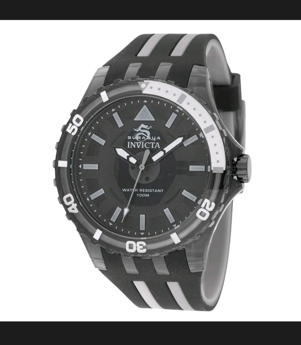 Invicta Subaqua Men’s Quartz 50mm Black Dial Silicone Strap 100m w/ Box