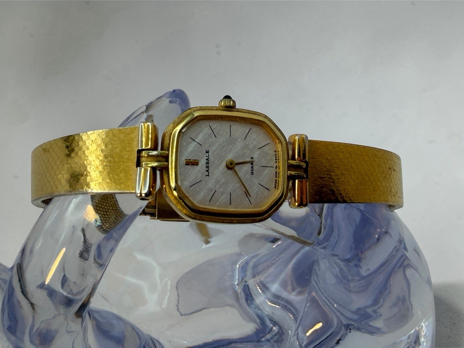Lassale Gold Plated Rectangle Analog Dress Wristwatch 7.5in 1970-80