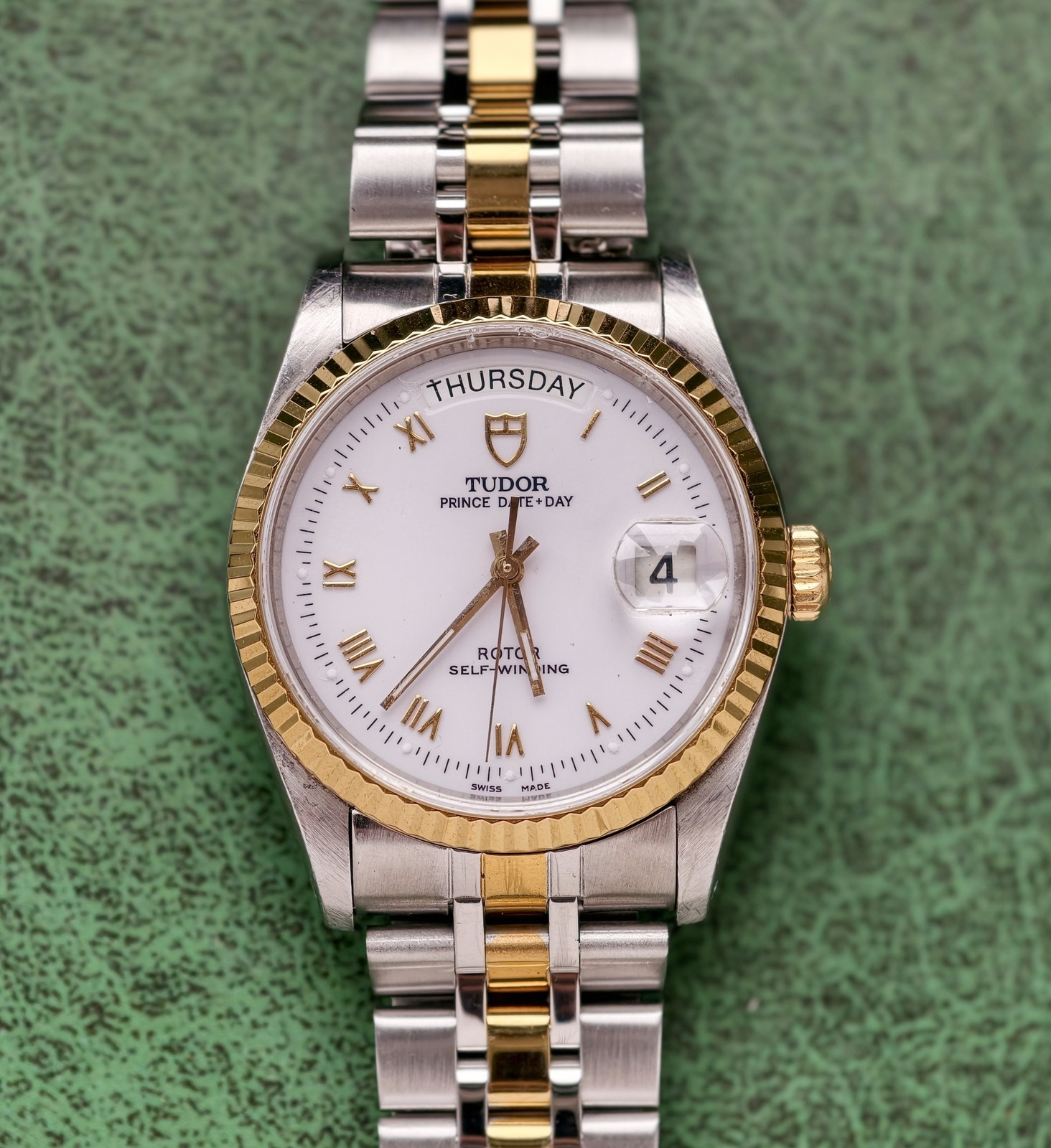Tudor White Dial Prince 76213 Date Men’sWatch Automatic 36mm Gilding Roman Scale