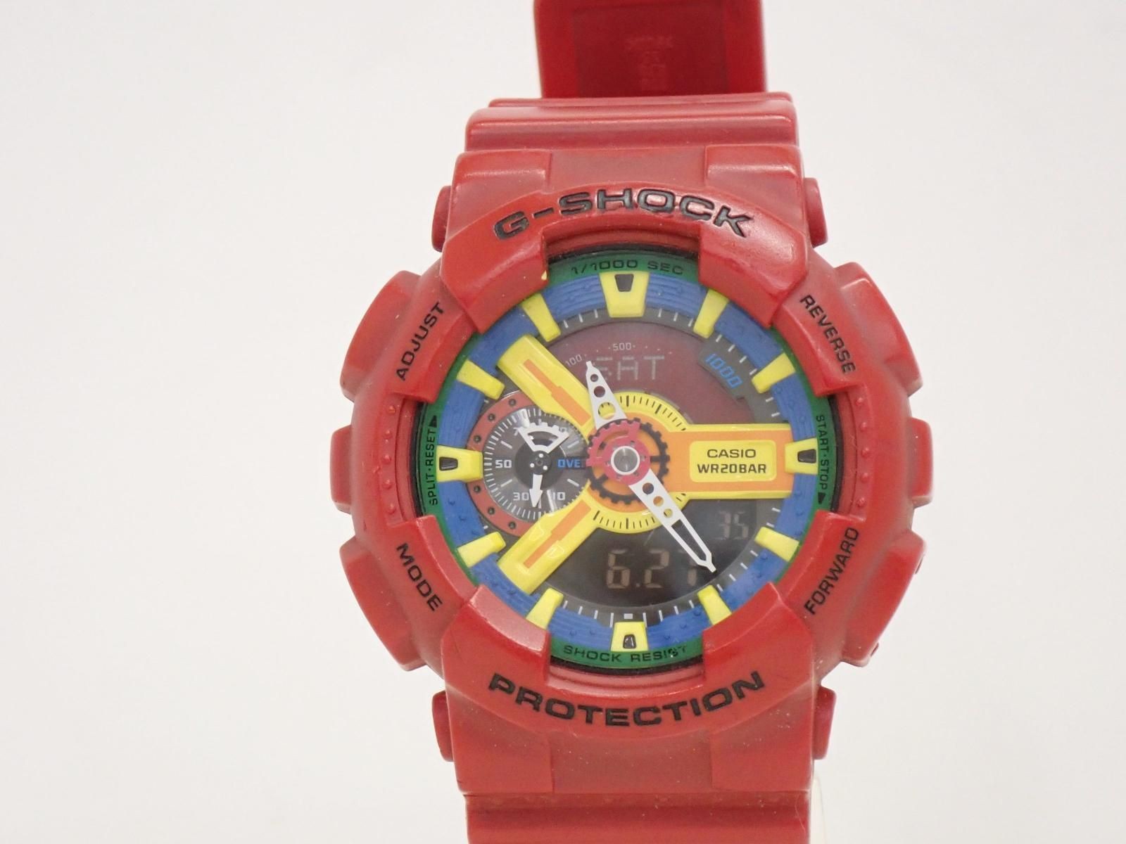 CASIO G-SHOCK GA-110FC-1AJF Digital Analog Combo Watch Red Yellow Used Japan
