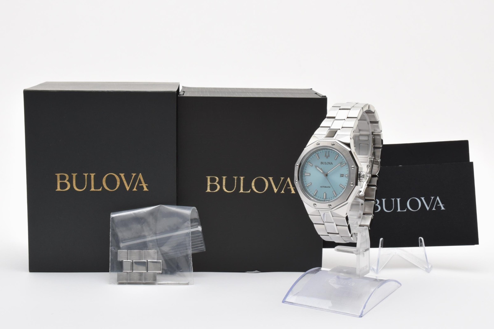 [Box,Paper] BULOVA Classic 96B462 Automatic Ice Blue Dial Date Men’s Watch JAPAN