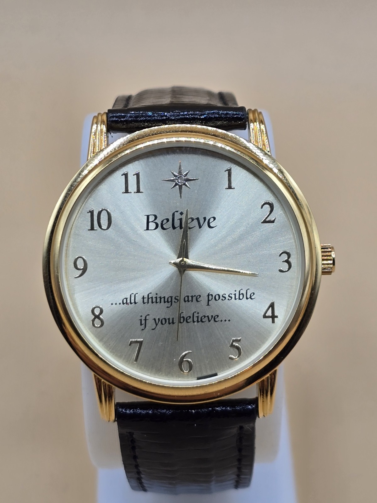 Believe Watch Diamond Accent Gold Tone Inspirational