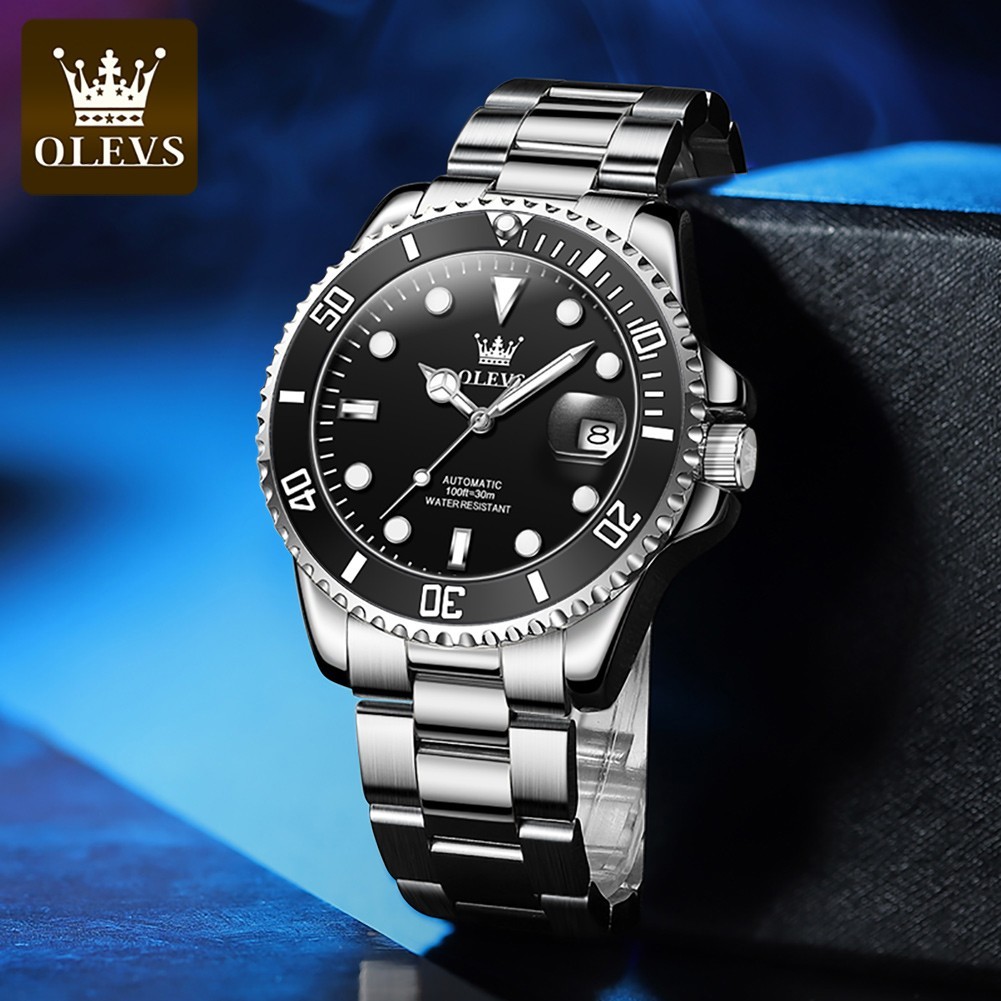 OLEVS Men’s Watch Automatic Mechanical, Stainless Steel Luminous Waterproof Date