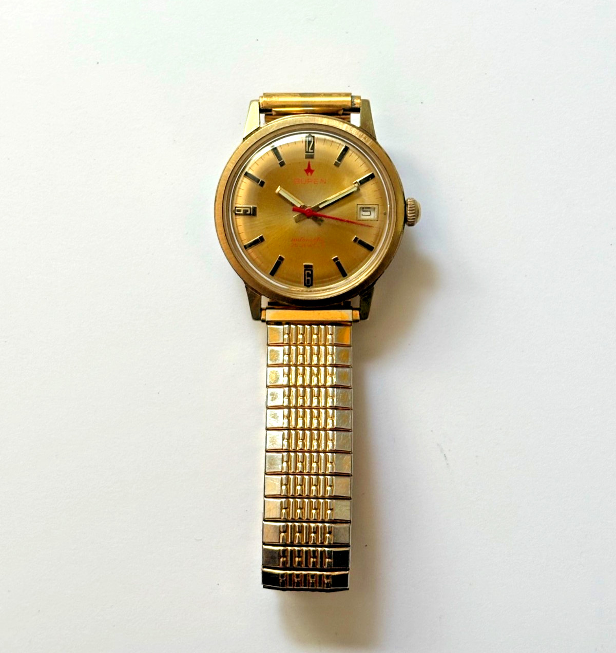 Vintage Buren Automatic 25 Jewel Date 34mm Swiss Original Dial Runs