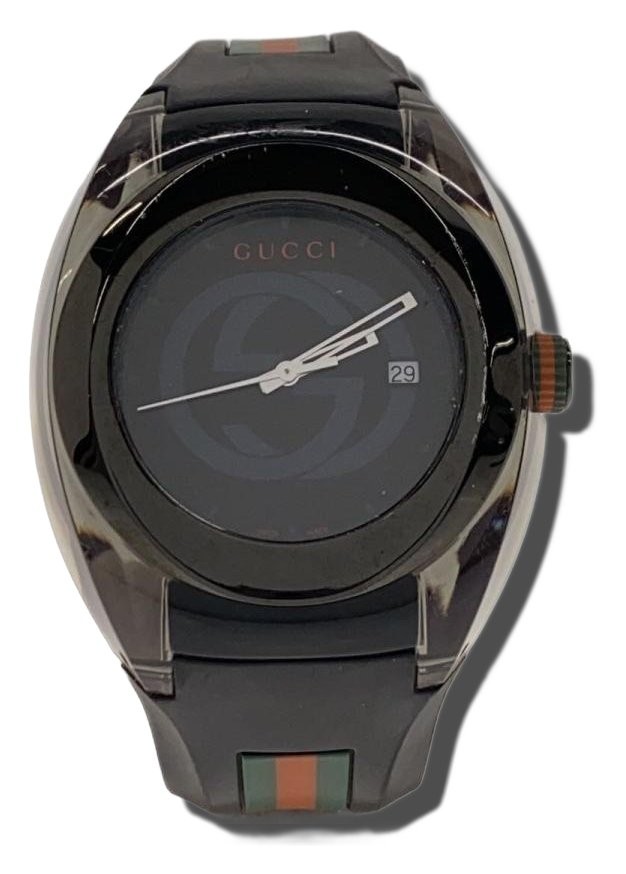 GUCCI Watch Rubber Black YA137301 Authentic Men H:2.13” W:1.89” 6374