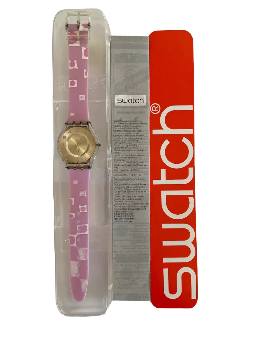 Swatch Watch Marble Time Pink Slim Skin Classic SKF315 Vintage Works Great!