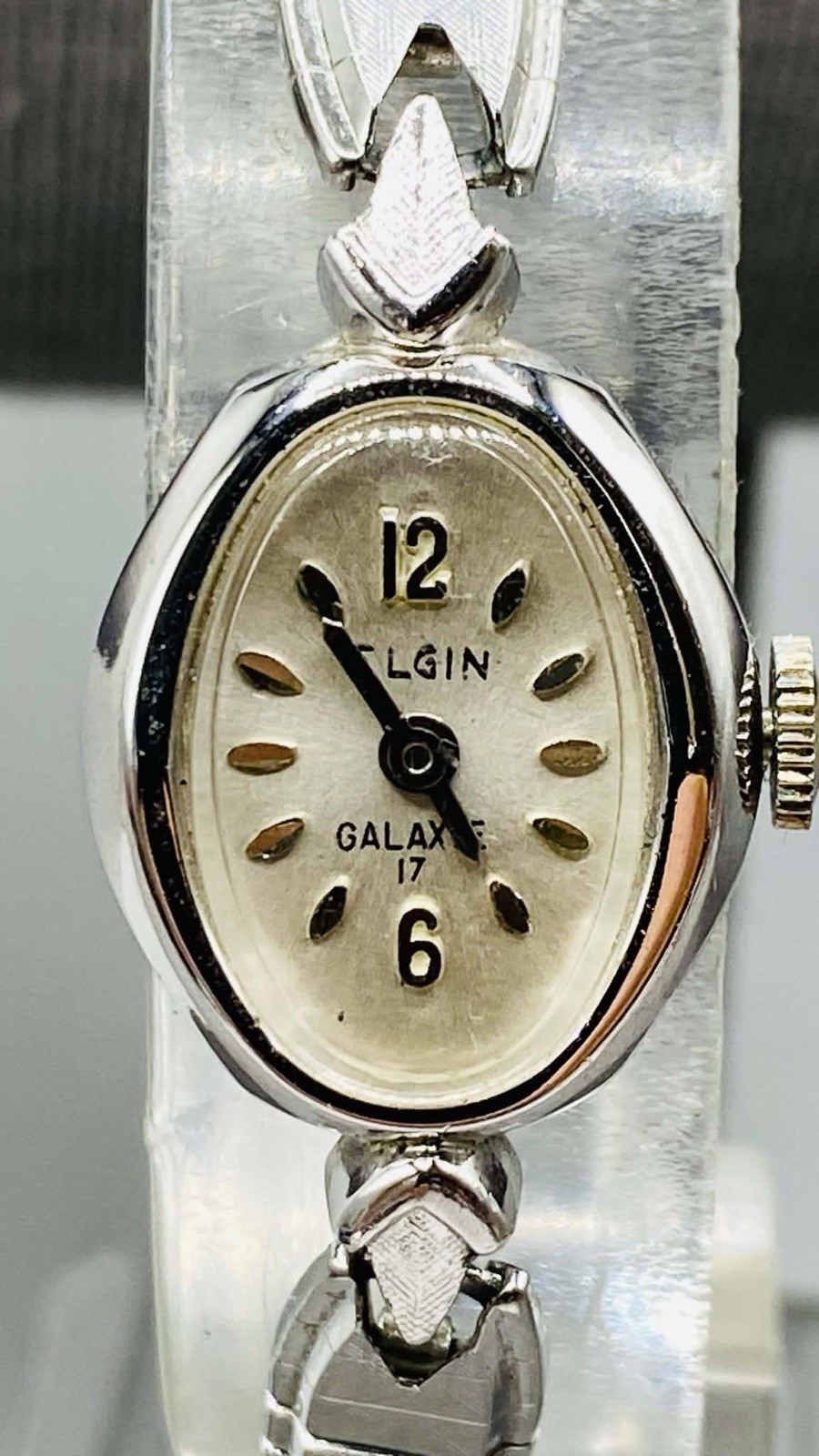 Women’s Elgin Galaxies Vintage Silver Tone Manual Wind Silver Dial Working