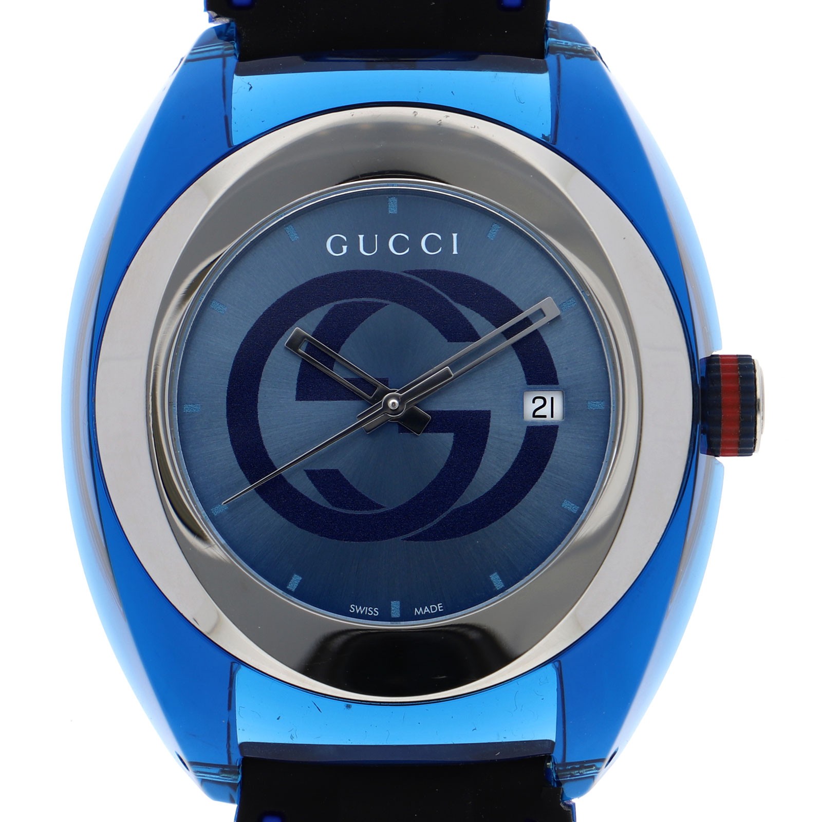 GUCCI 137.1 sink blue Dial Quartz Plastic Rubber Men’s