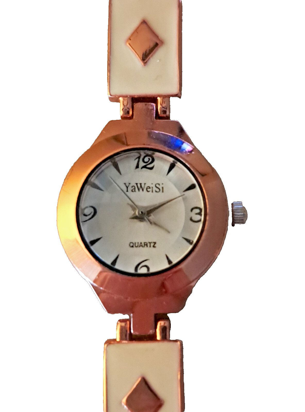 YaWeiSi Women’s 7.5 In. Rosegold & Cream Watch New Battery