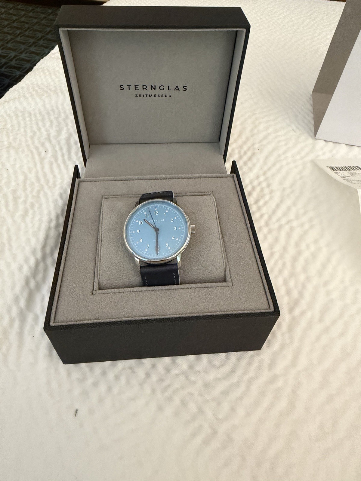 Sternglas Lumatik Automatic 38mm Blue Dial Date, Blue Leather Strap, Box/Papers