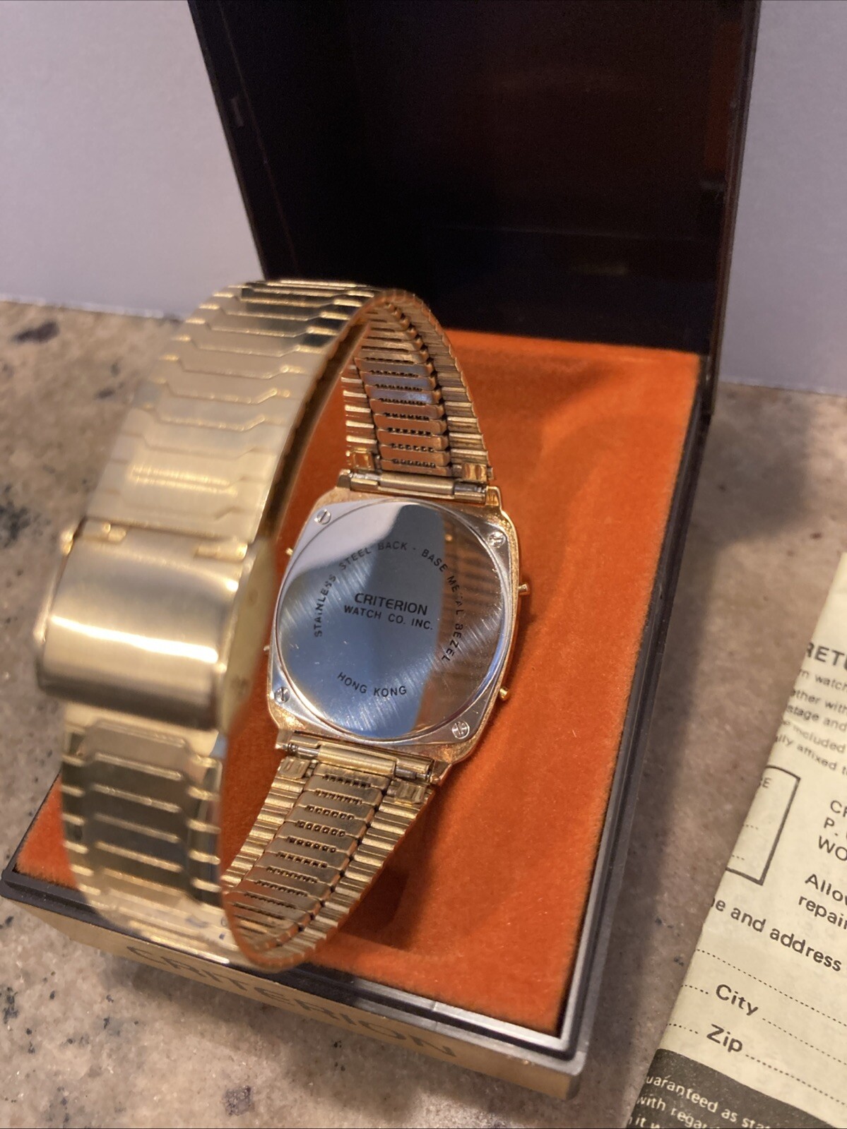 New Untested CRITERION Quartz Alarm Chronograph Gold Tone Sport Watch With Box