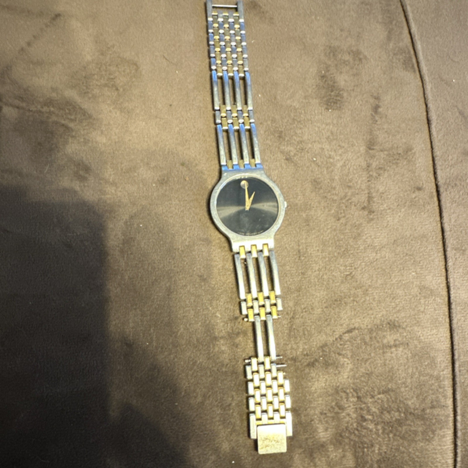 Movado Museum Classic Black Dial Two-Tone Metal Bracelet No Hour Marks Watch