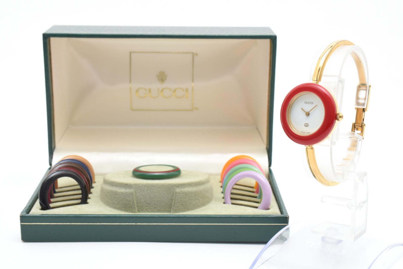 [Exc+5 ] w/ BOX Gucci Change Bezel Watch 11/12.2 White 12 Colors Gold JAPAN