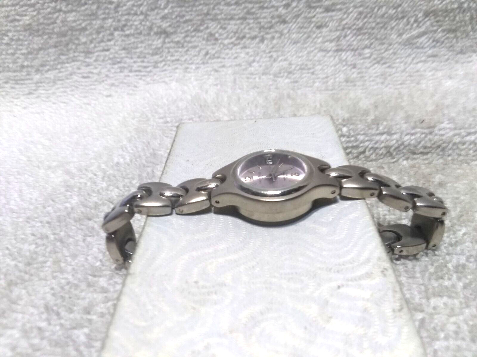 LA Express Quartz Watch Silver Dial Bracelet Band Date Indicator New Bat Works