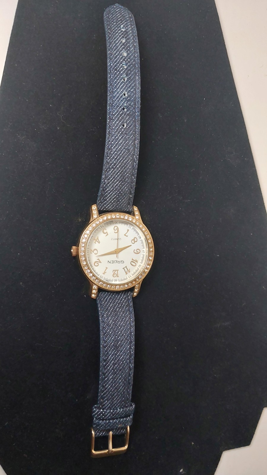 Gruen SR626SW Jeans Bracelet Gold Tone Quartz Analog Ladies Watch Read Descript