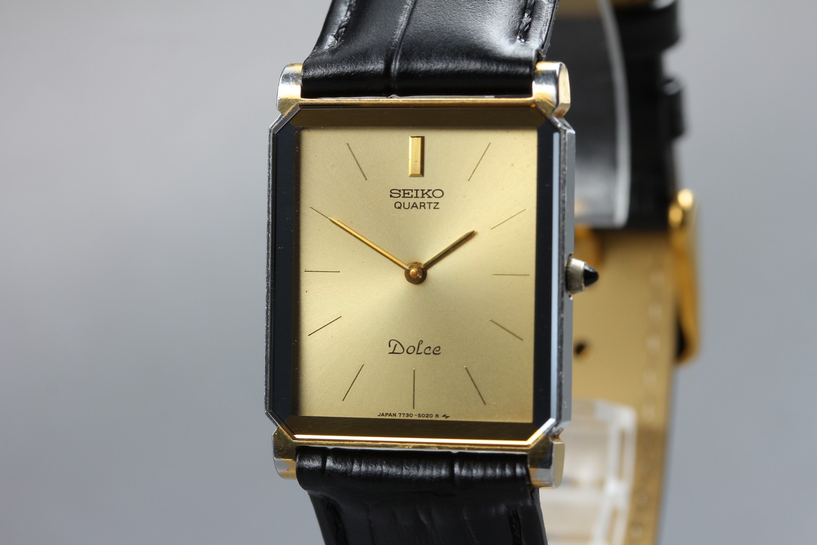 [Exc+5] SEIKO Dolce 7730-5020 25mm Gold Dial Quartz Men’s Vintage Watch JAPAN