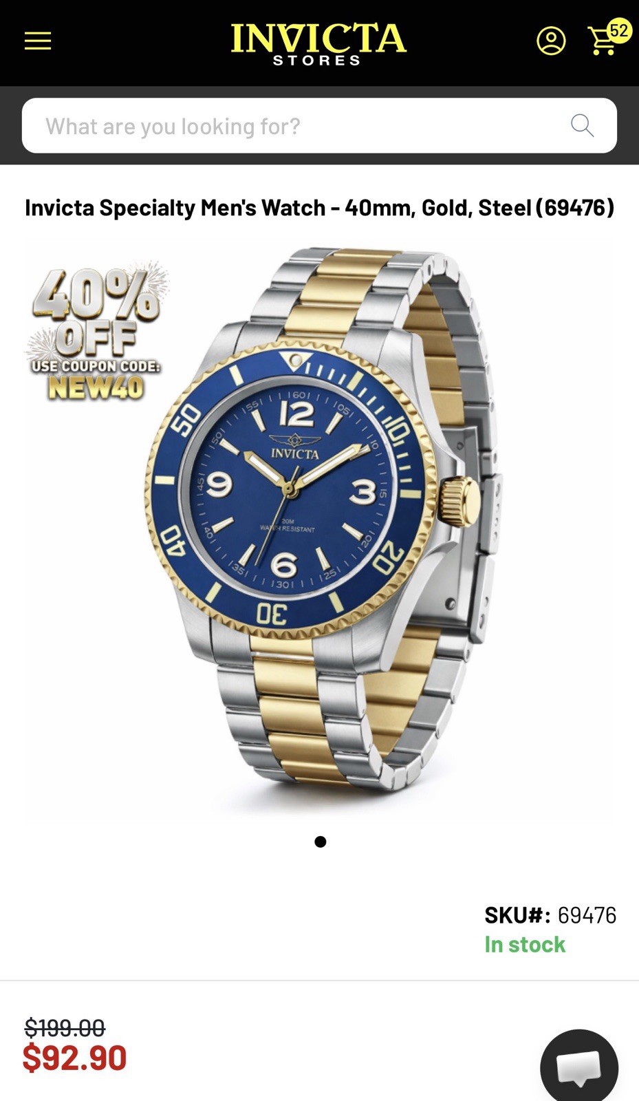 Invicta Specialty 40mm 69476