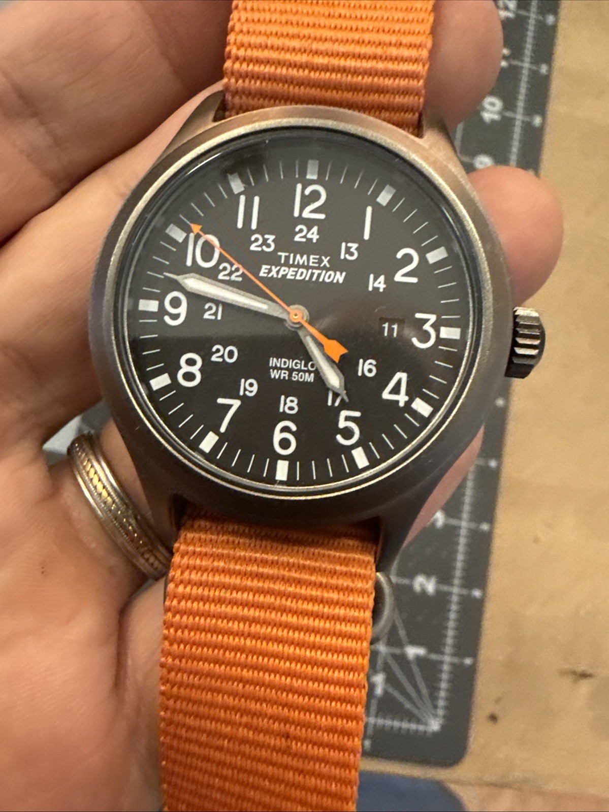 Timex Men’s TW4B04600 Expedition Scout Orange Nylon Slip-Thru Strap Watch 40mm