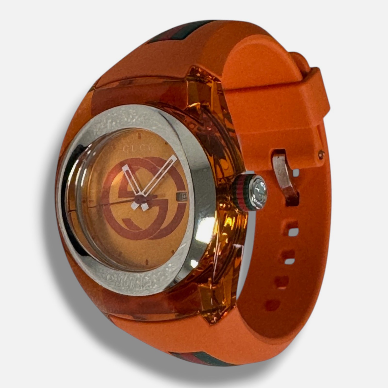 GUCCI Women’s Orange Quartz SYNC Rubber Strap Dial Swiss Watch 36MM YA137311.