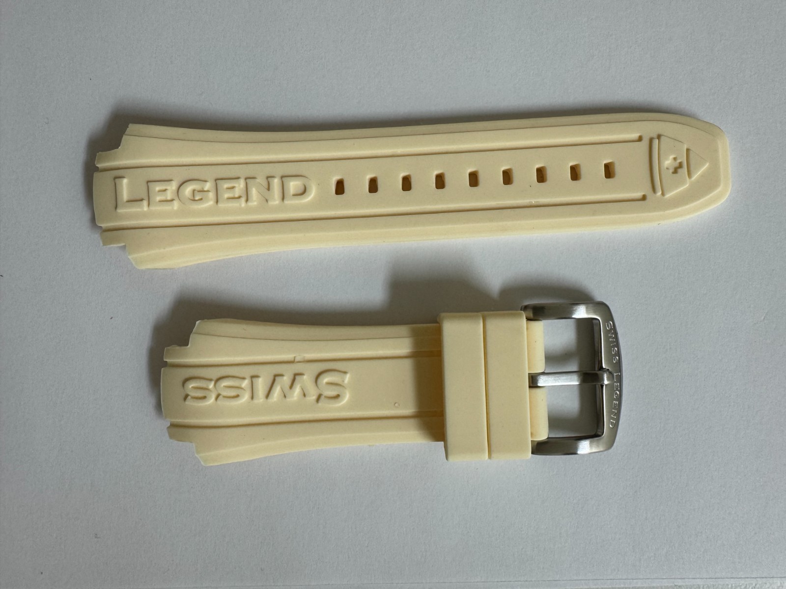 Swiss Legend Neptune Silicone/Rubber Off white band strap for 53mm watches