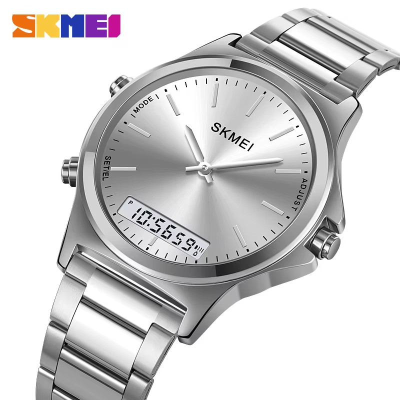 Full Steel 3 Time Back Light Display Digital Chrono Sport Watches Mens Waterproo