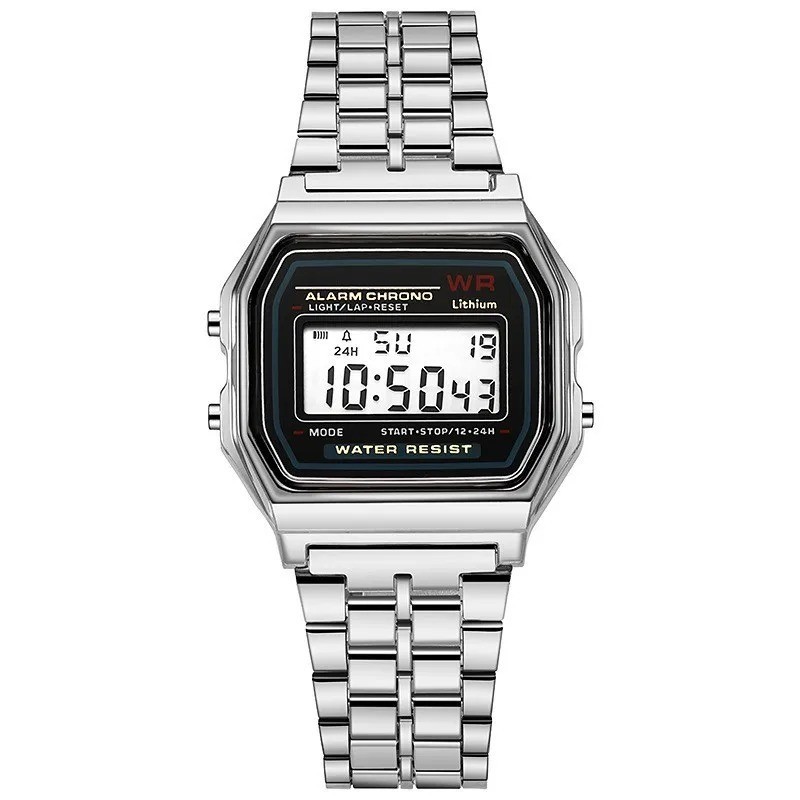 F-91W-1 Men’s 2025 Digital Silver Steel Watch Classic Alarm Light Waterproof