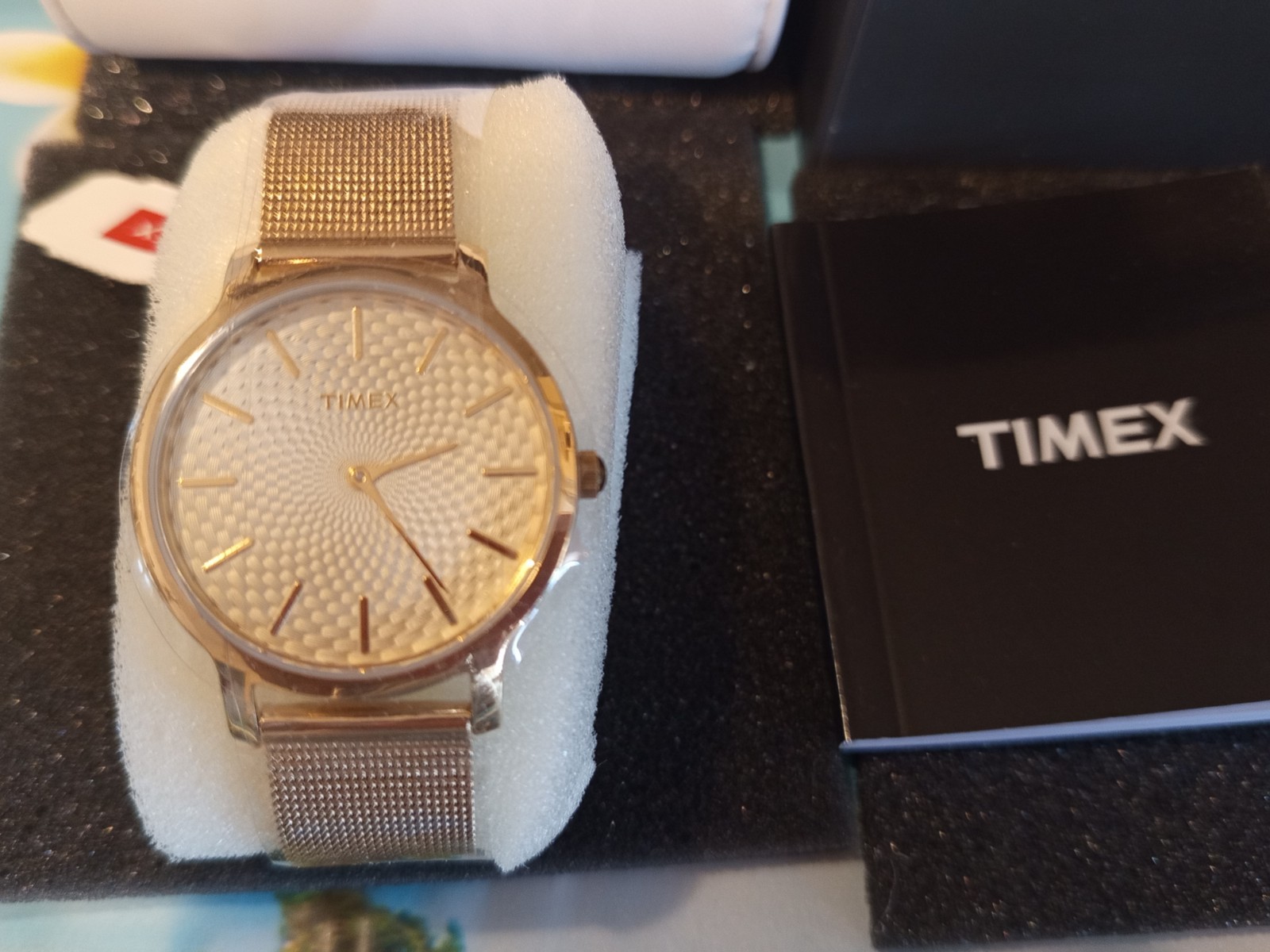 Timex Skyline 34mm Gold Mesh Bracelet Watch TW2R36100D7 NEW Wristwatch