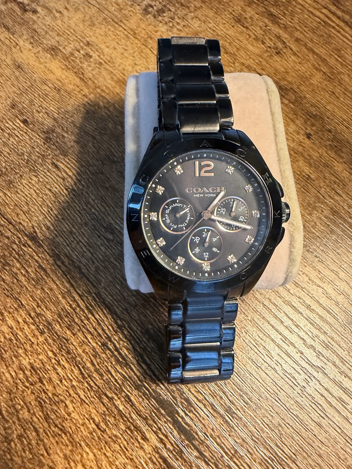 Coach Tristen Black Multi-Function 36mm Dial Crystal Accented Watch