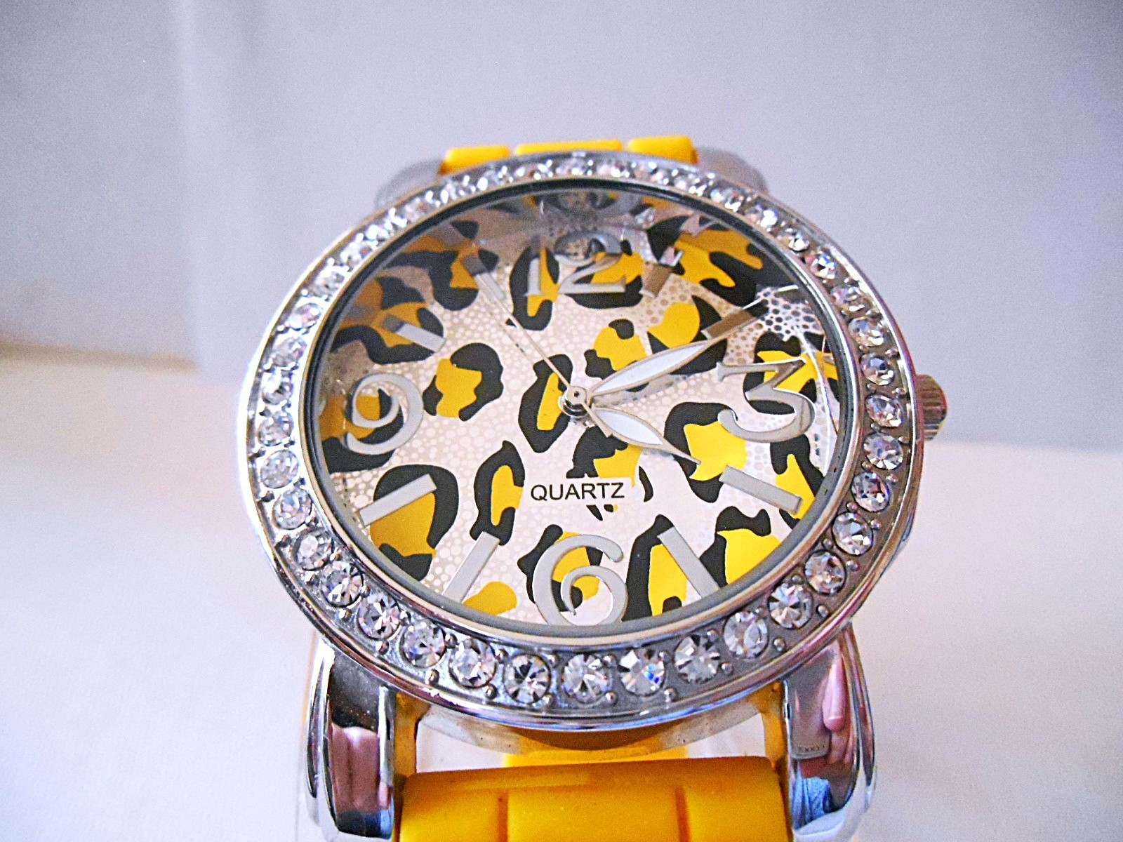 Accutime Watch Corp Silvertone & Yellow Animal Print Watch – New Battery