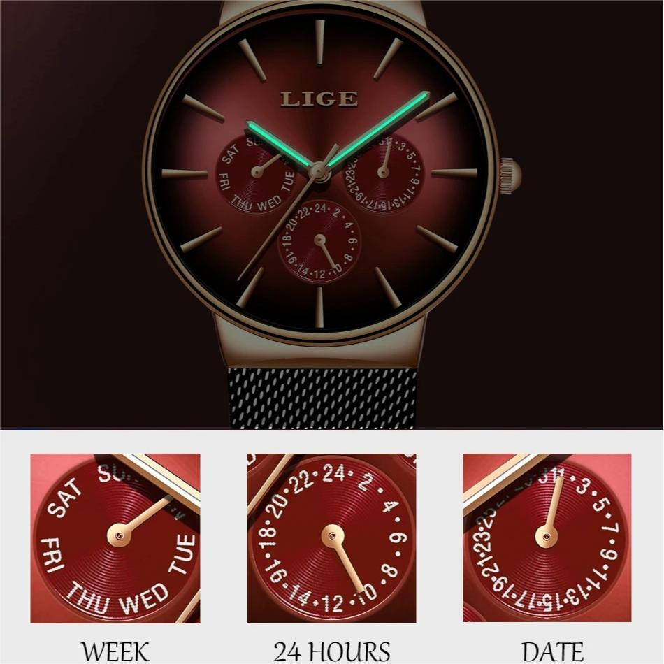 Men’s Luxury Watch Quartz Ultra-thin Date Stainless Steel Waterproof Wristwatch